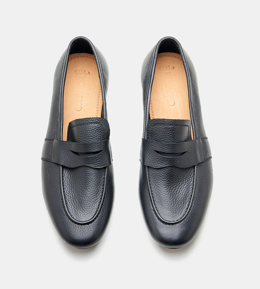 Blake Stitched  Unlined Milled Black Penny Loafer