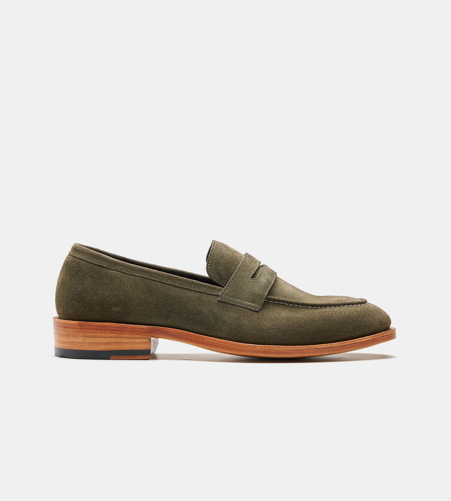 Goodyear Welted Olive Suede Penny Loafer