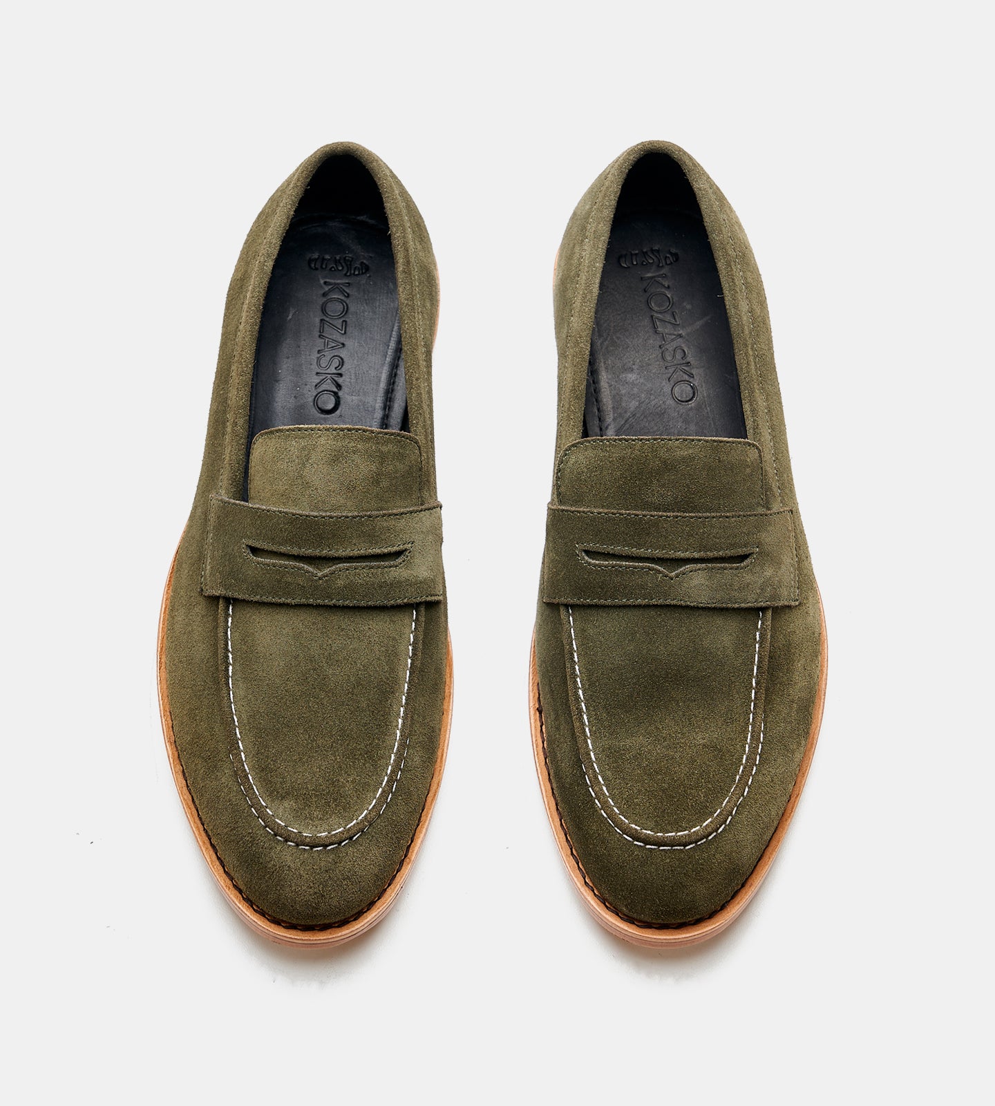 Goodyear Welted Olive Suede Penny Loafer