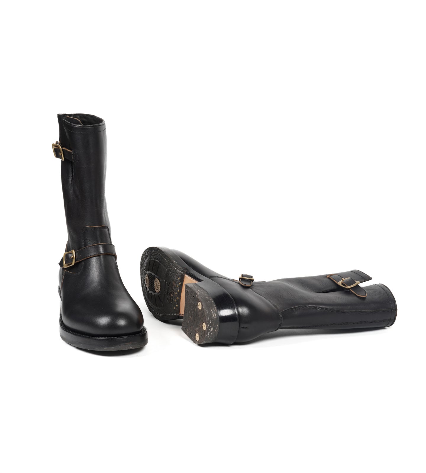 Hand Welted Virginia Hydro Pull up Black Leather Engineer Boots