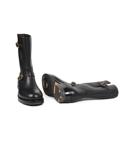 Hand Welted Virginia Hydro Pull up Black Leather Engineer Boots
