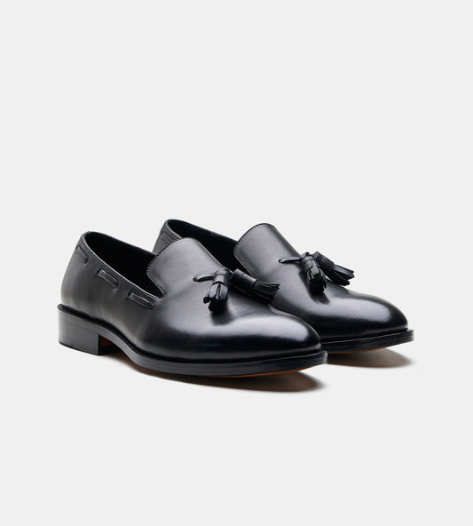 Goodyear Welted Black Full Grain Tassel Loafer