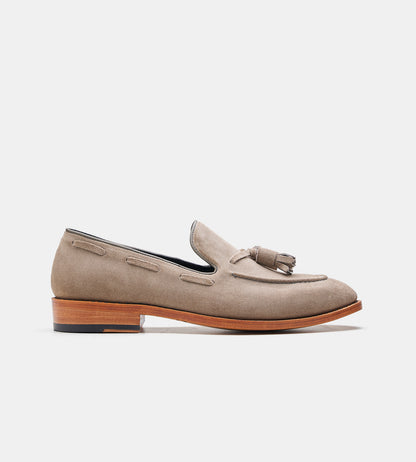 Goodyear Welted Grey Suede Tassel Loafers