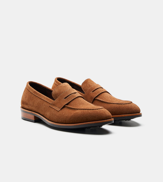 Goodyear Welted Caramel Suede Penny Loafer