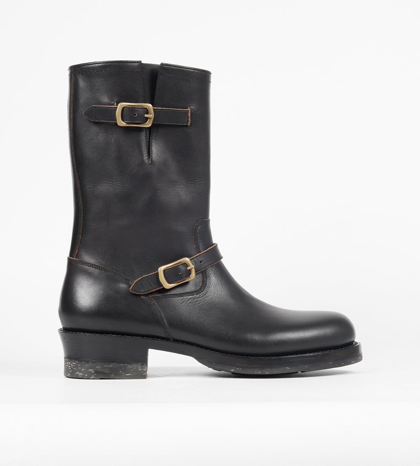 Hand Welted Virginia Hydro Pull up Black Leather Engineer Boots