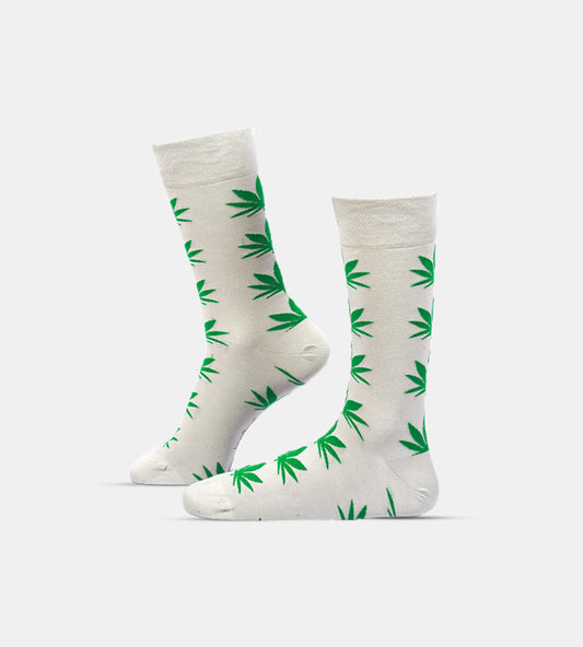 Bamboo Yarn Premium Leafy Whites Crew Socks