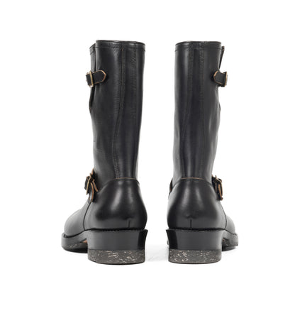 Hand Welted Virginia Hydro Pull up Black Leather Engineer Boots