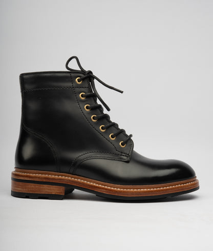VIRASAT - Hand Welted Michigan Black Full Grain Plain Toe Boot