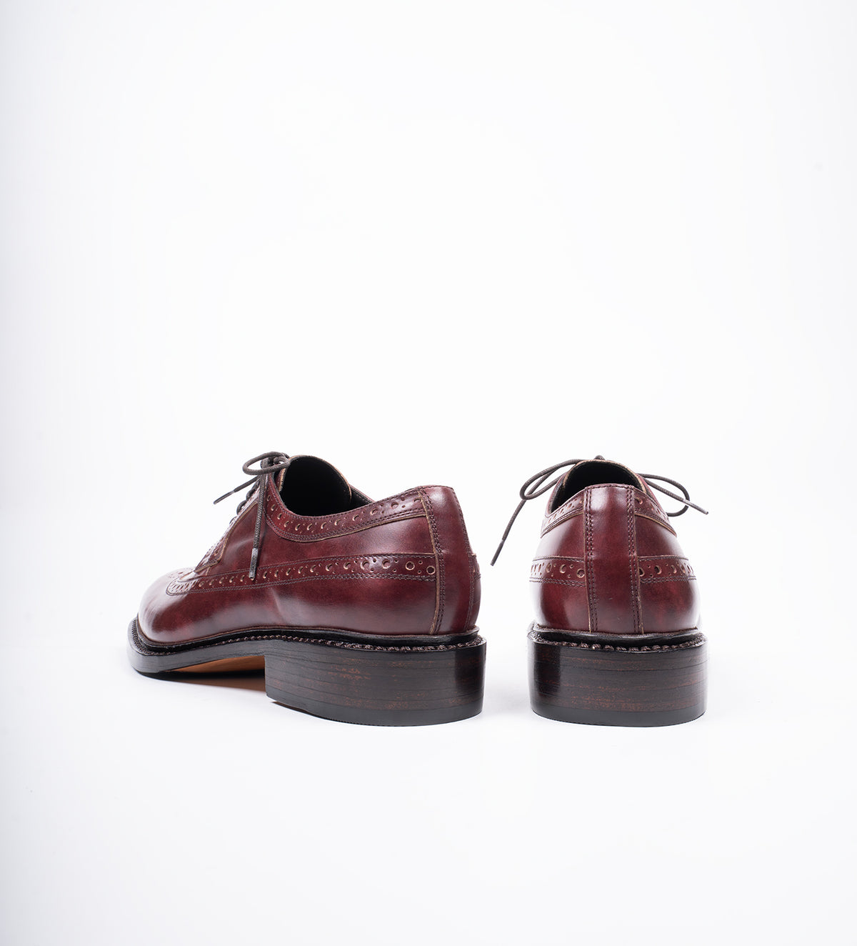 Hand Welted Burgundy Museum calf Longwing Blucher Shoe