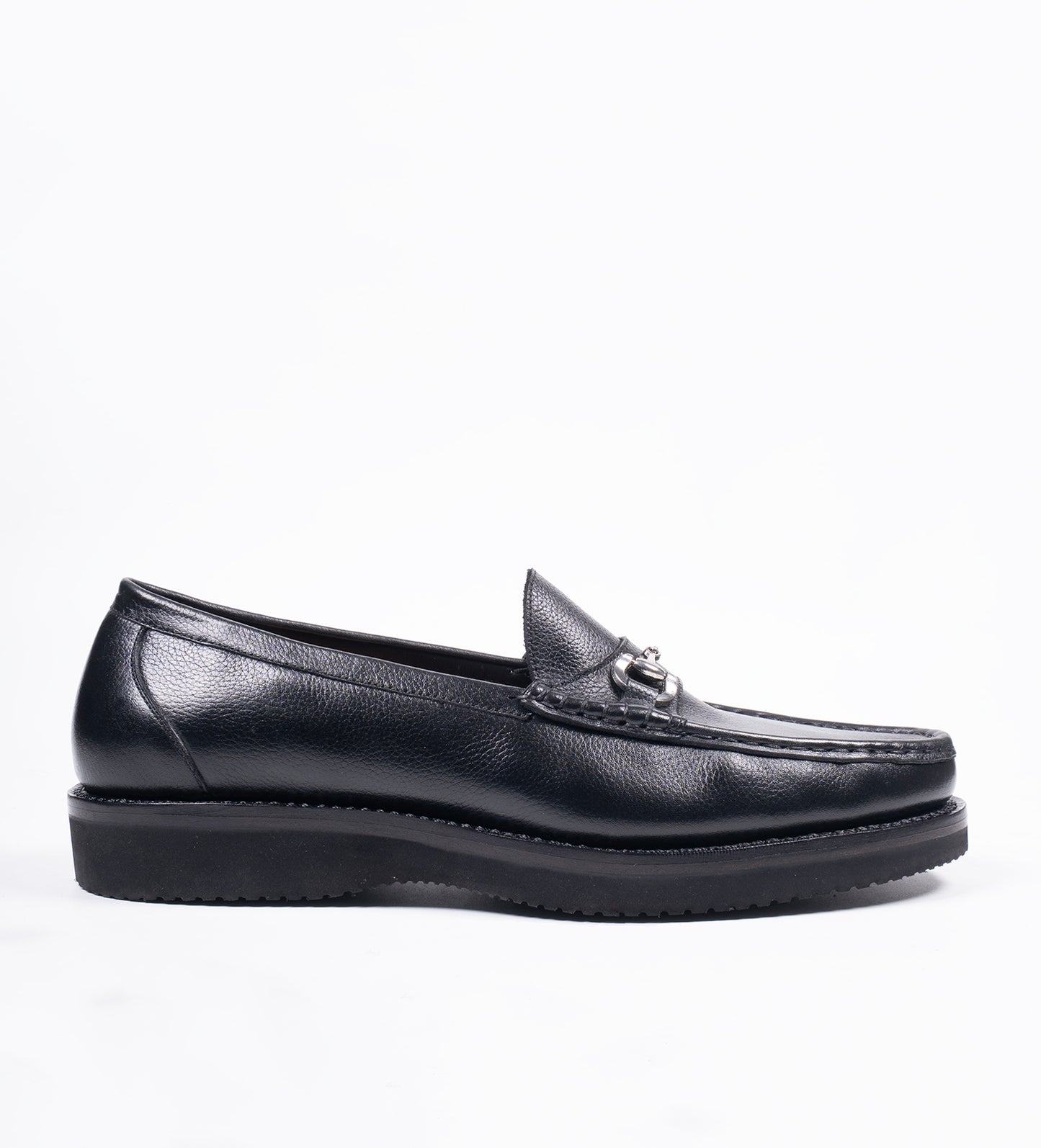 Handwelted Black Unlined Comfort Horsebit Slip-Ons