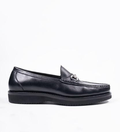 Handwelted Black Unlined Comfort Horsebit Slip-Ons
