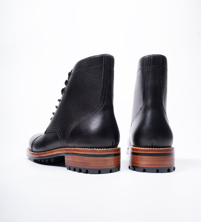 The Frontier - Hand Welted  Black Full Grain Oil Pull up Leather Work Boot