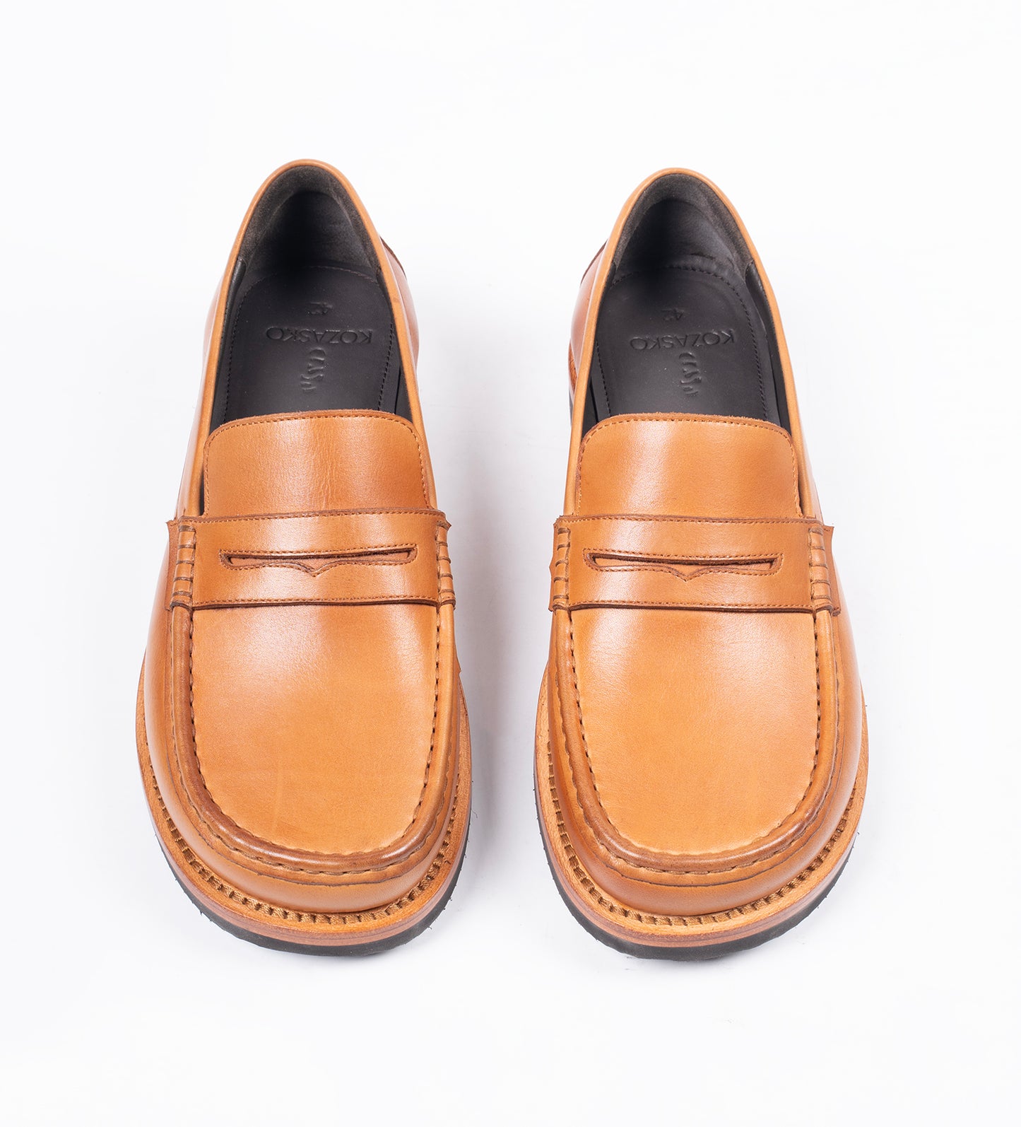 Hand-Welted Tan Full Grain Leather Barefoot Slip-Ons