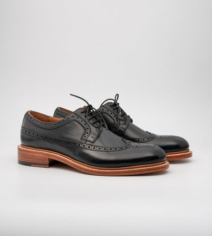 Goodyear Welted Black Longwing Blucher Shoe