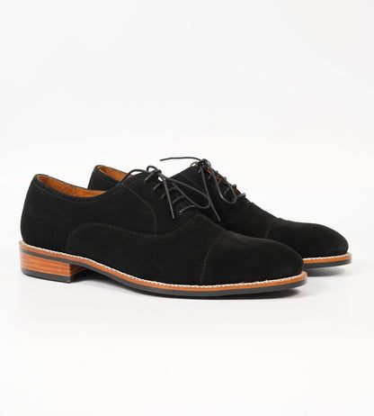 Classic Goodyear Welted Black Suede Captoe Oxfords