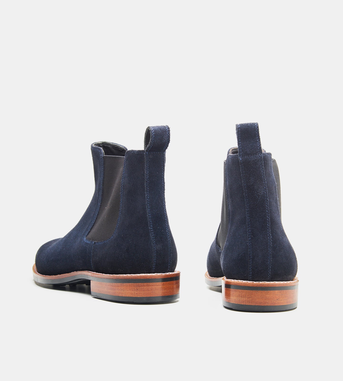 Goodyear Welted  Navy Suede Chisel Toe Chelsea Boot