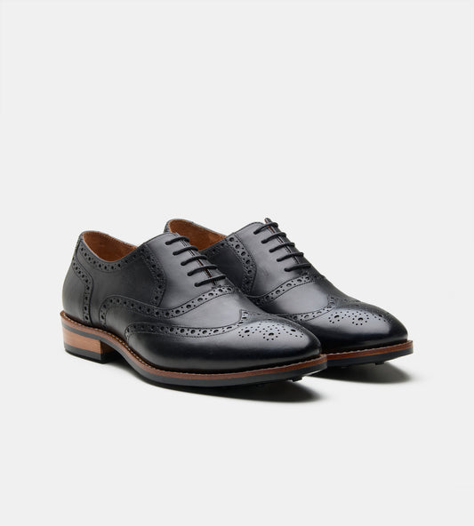 Goodyear Welted Black Leather Wingtip Oxfords
