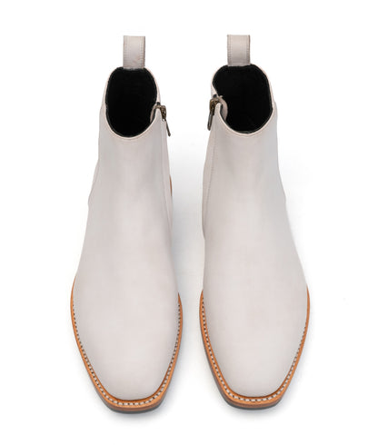 Goodyear Welted  White Full Grain Zipper Chelsea Boot