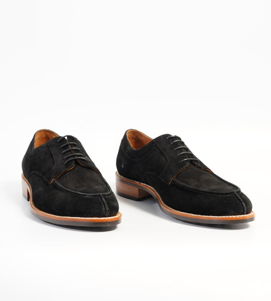 Goodyear Welted Black Suede Split Toe Derby