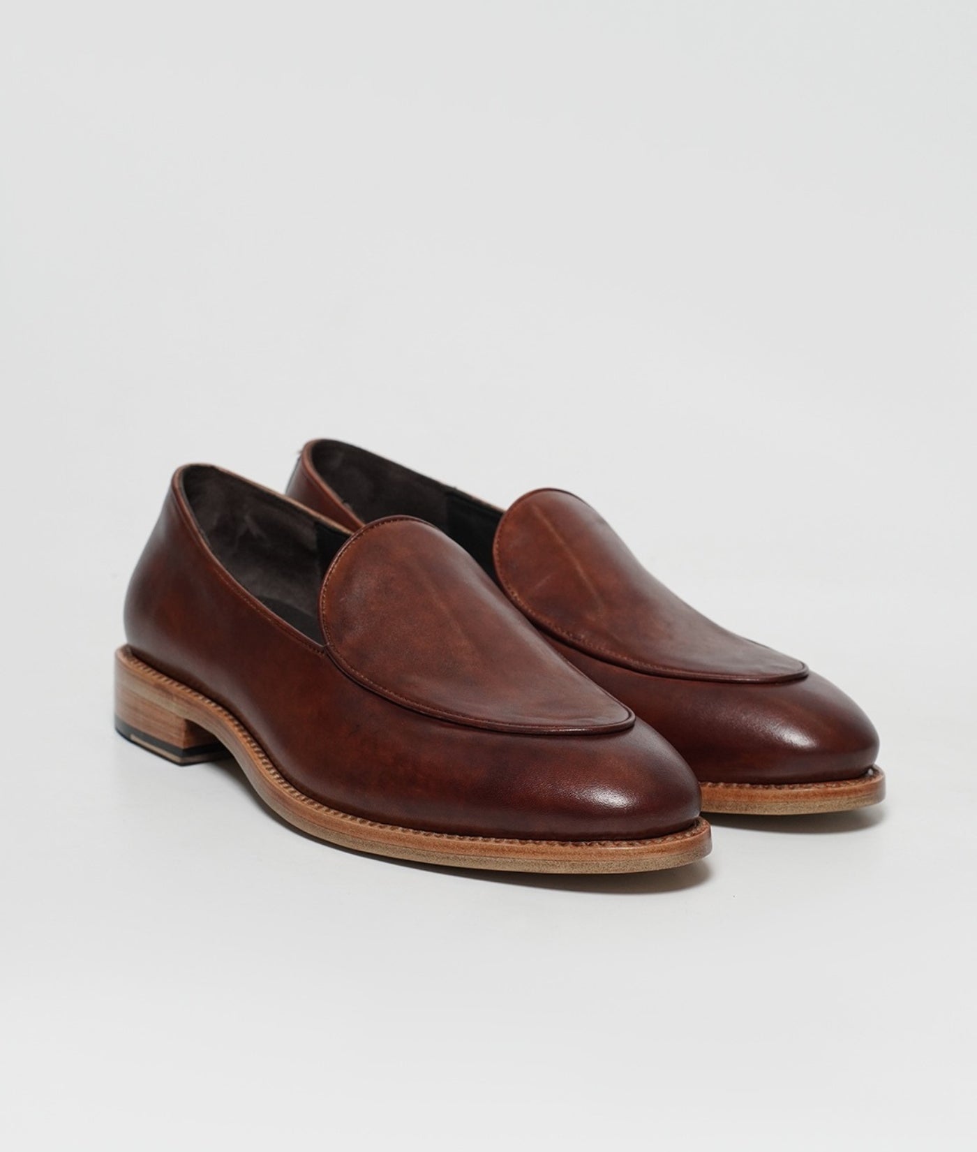 Hand Welted Dual Tone Cognac Belgian Loafer