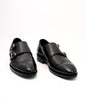 Hand-Welted Black Wingtip Double Monks