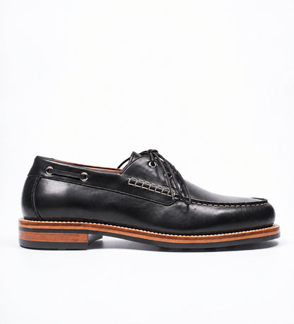 Handwelted  Black Full Grain Boat Shoes