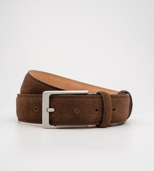 Handmade Dark Brown Italian Suede Leather Belt