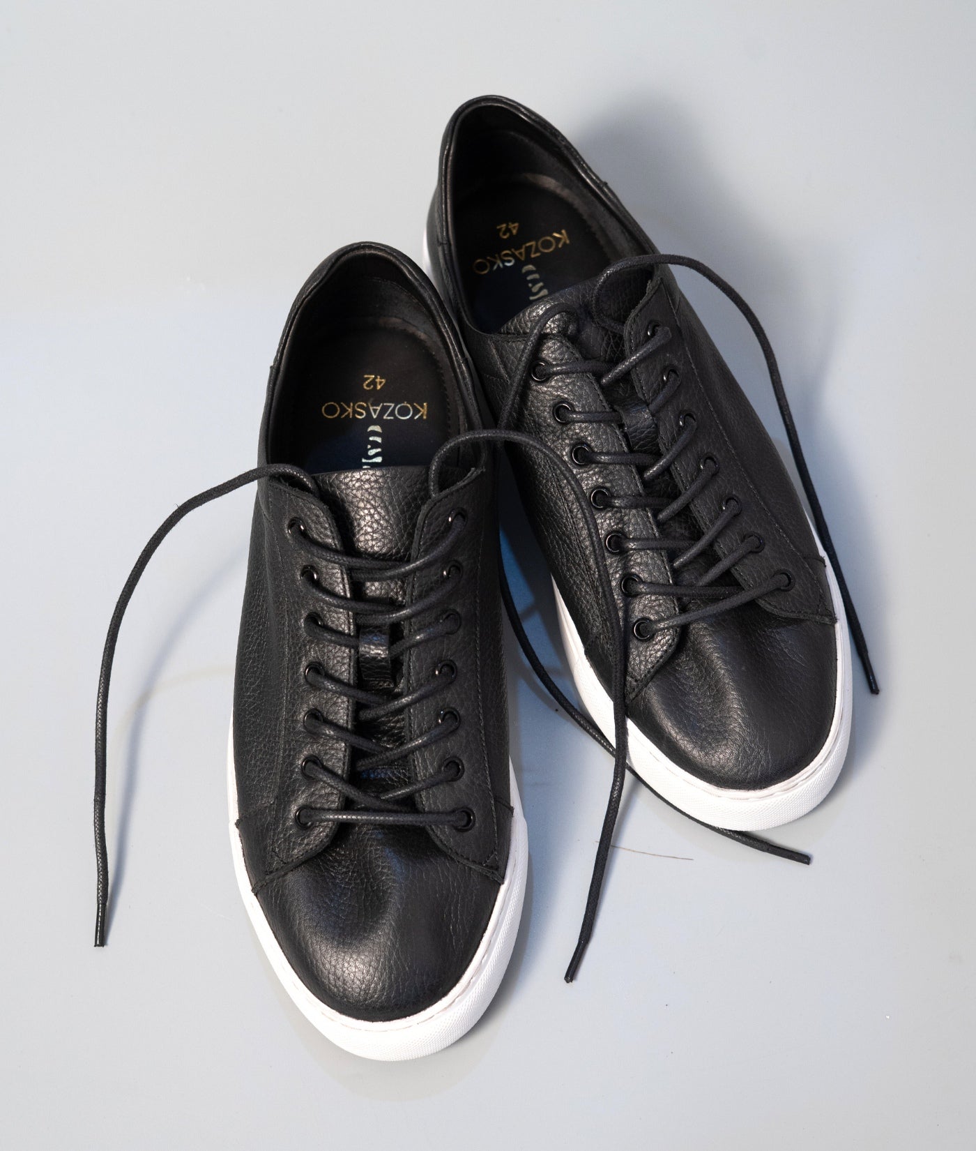 Handmade Unlined Black Milled Leather Sneaker