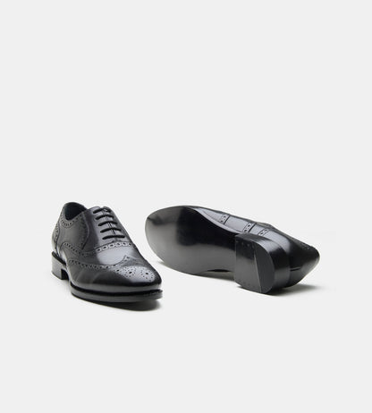 Goodyear Welted Full Black Wingtip Oxfords