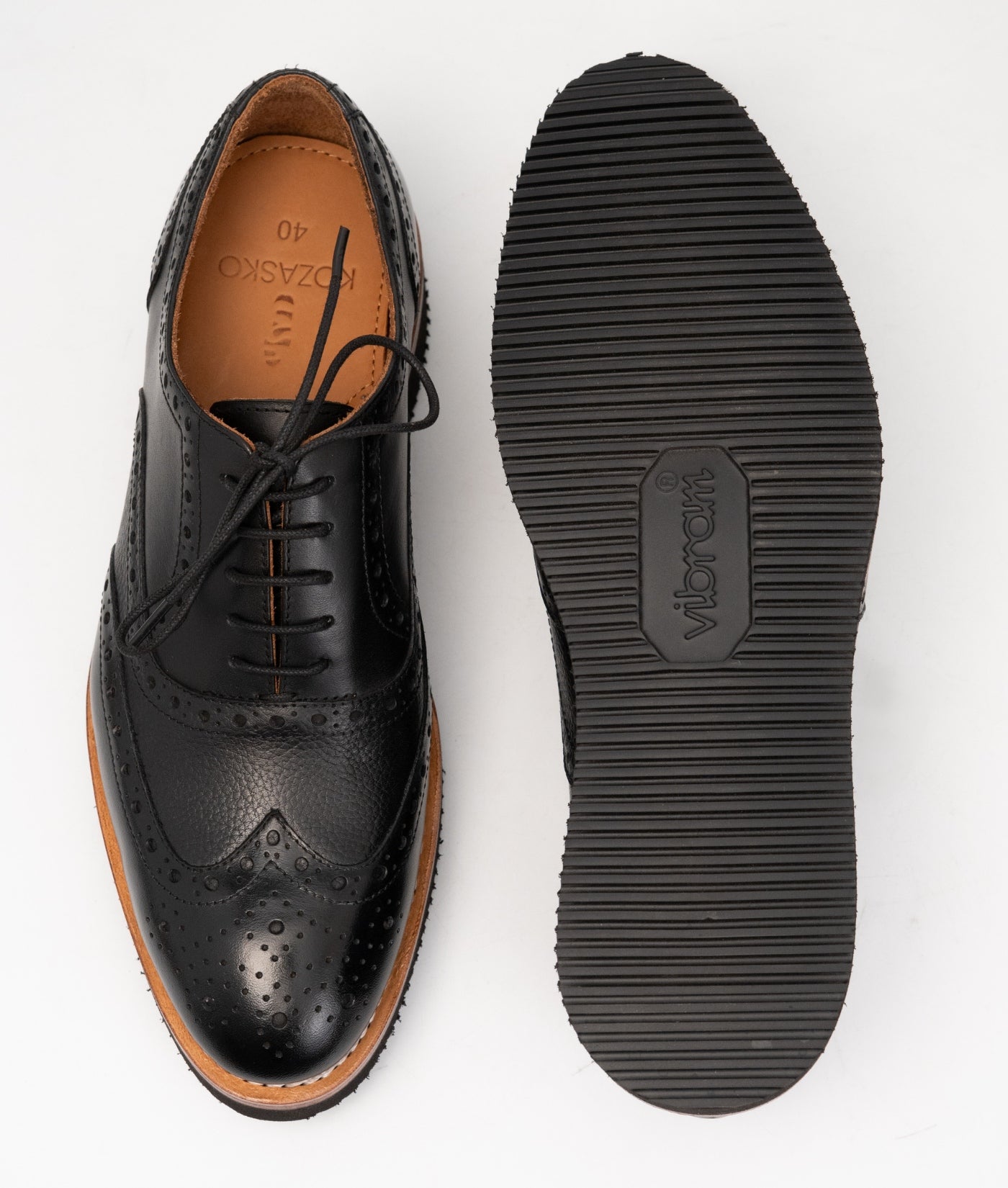 Hand Welted Comfort Black Wingtip Oxfords