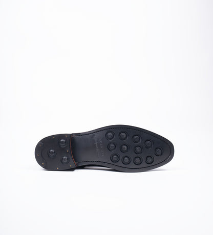 Hand Welted  Black Crust Zipper Chelsea Boot