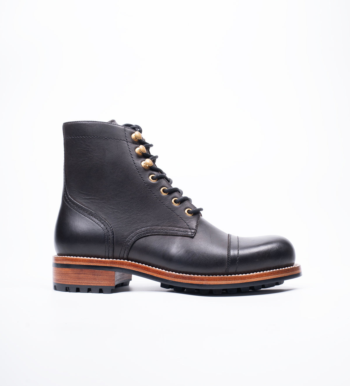 The Frontier - Hand Welted  Black Full Grain Oil Pull up Leather Work Boot