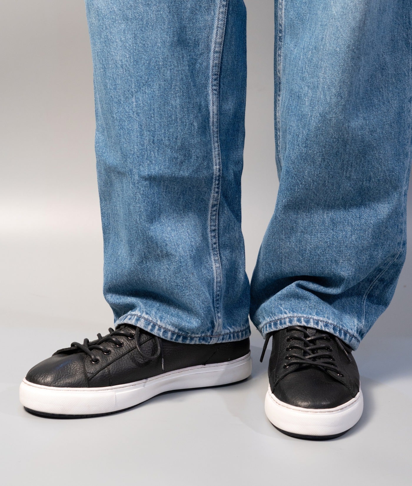 Handmade Unlined Black Milled Leather Sneaker