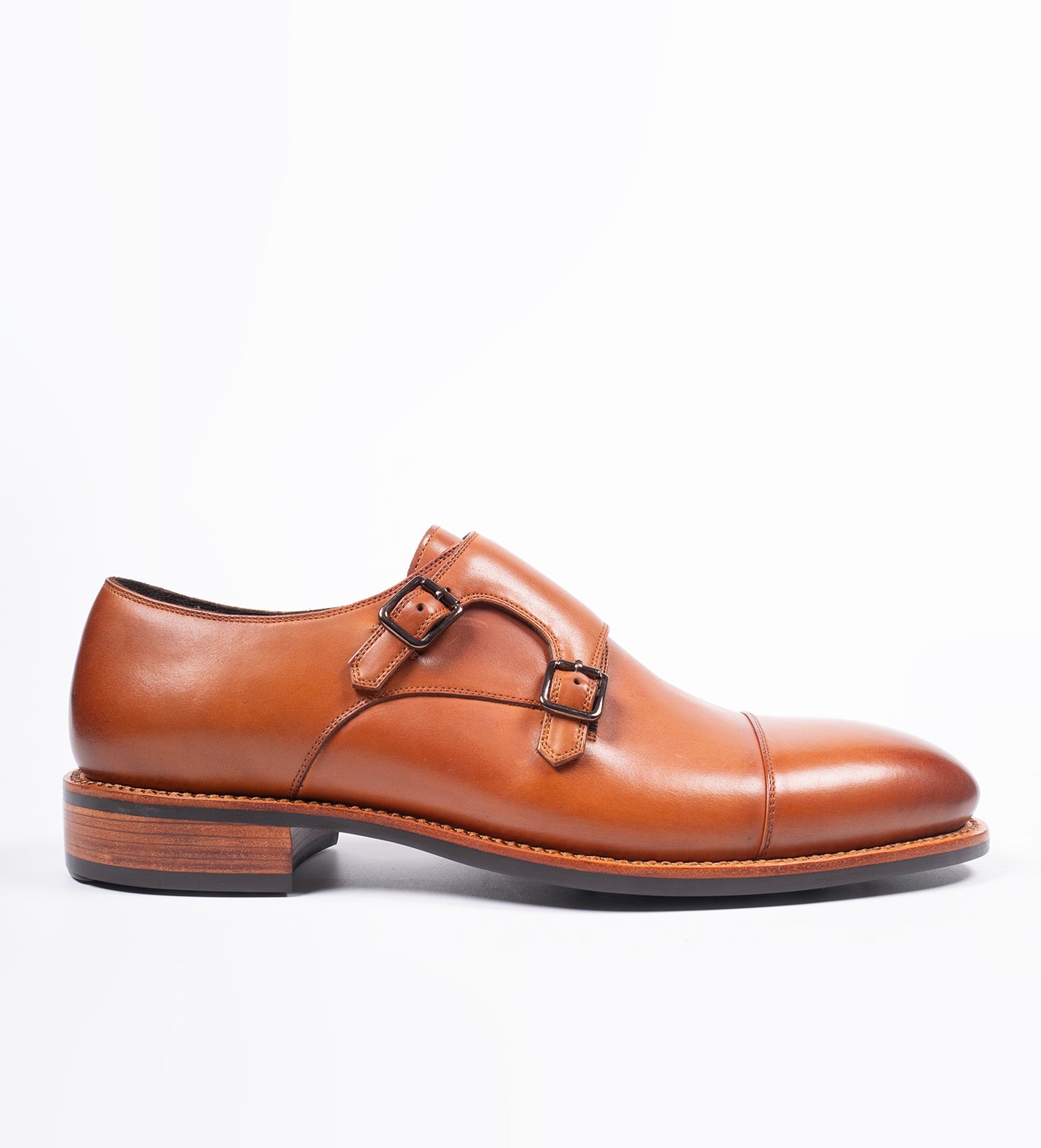 Goodyear Welted Double Strap Tan Monk Shoe