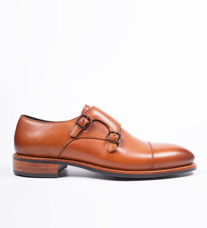 Goodyear Welted Double Strap Tan Monk Shoe