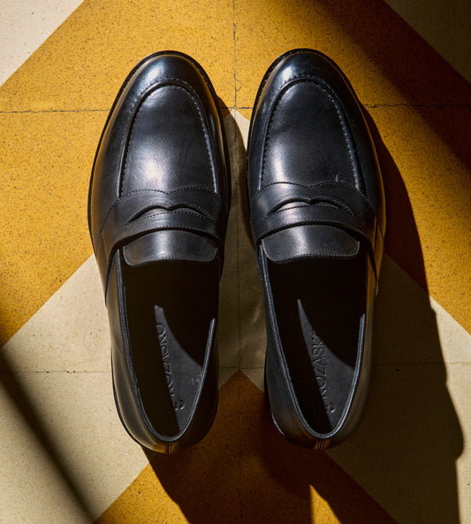 Goodyear Welted Full Strap Black Penny Loafer