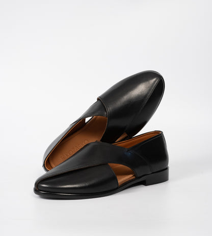 Blake Stitched Black Full Grain Leather Peshawari Shoes
