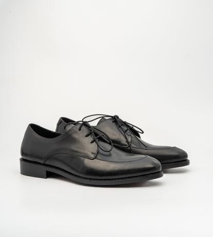 Goodyear Welted Black Apron Toe Derby