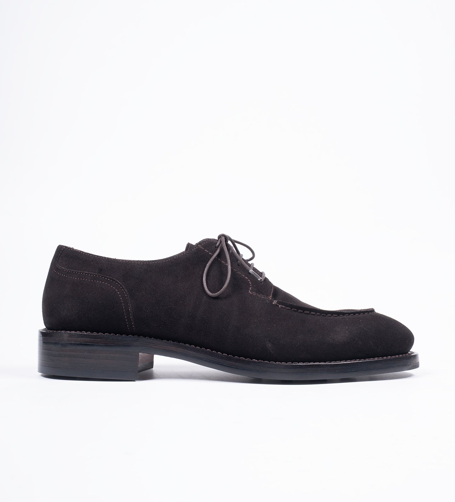 Hand Welted Brown Suede Split Toe Derby