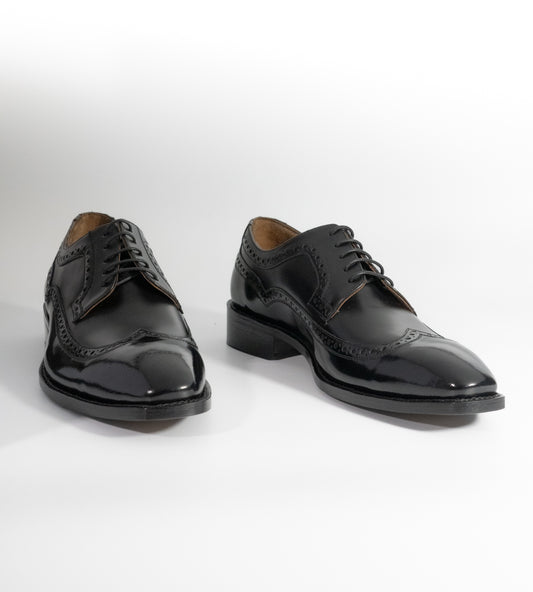 Michigan Black Calf  Chisel Toe Wingtip Derby Shoe