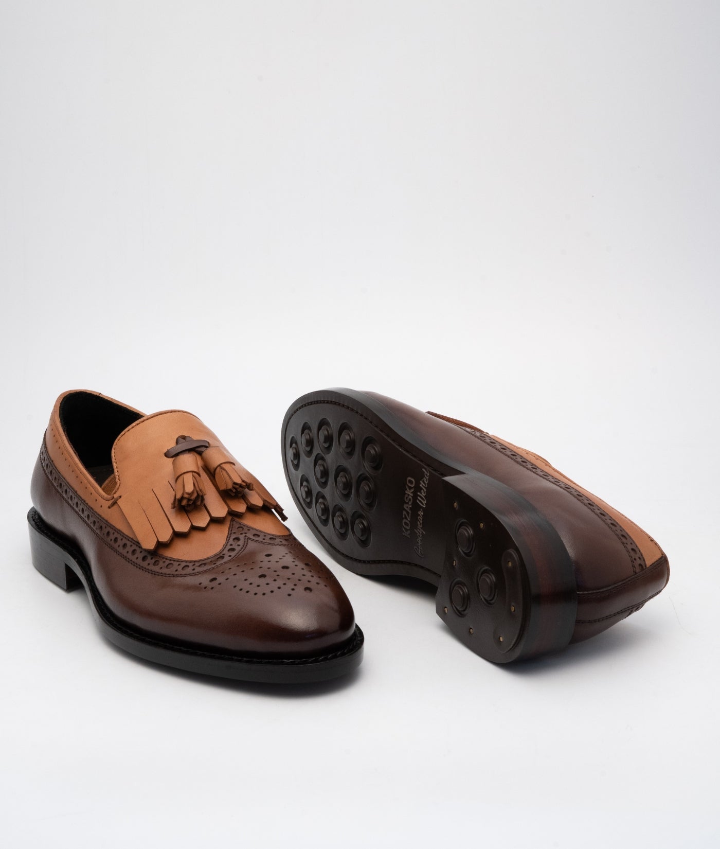 Handwelted Dual Tone Full Grain Brogue Tassel Loafer