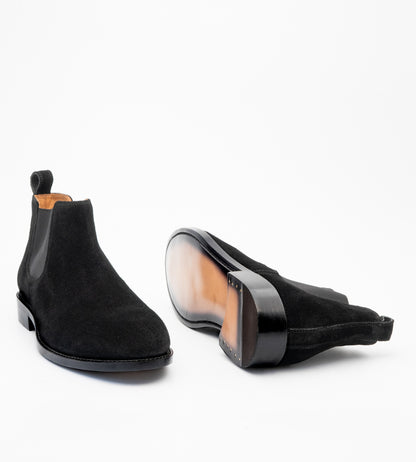 Handwelted Black Suede Chelsea Boot