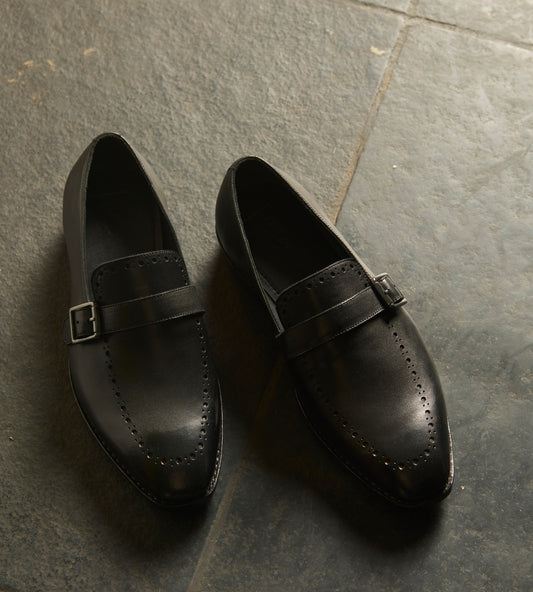 Goodyear Welted Black Strap Loafer