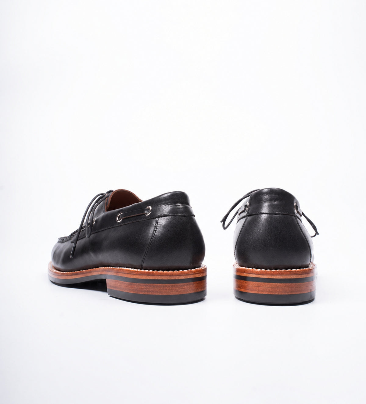 Handwelted  Black Full Grain Boat Shoes