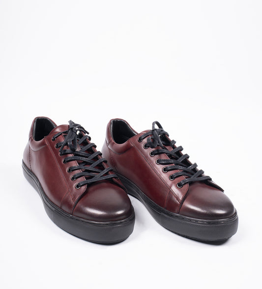 Handmade Classic Burgundy Leather Sneaker