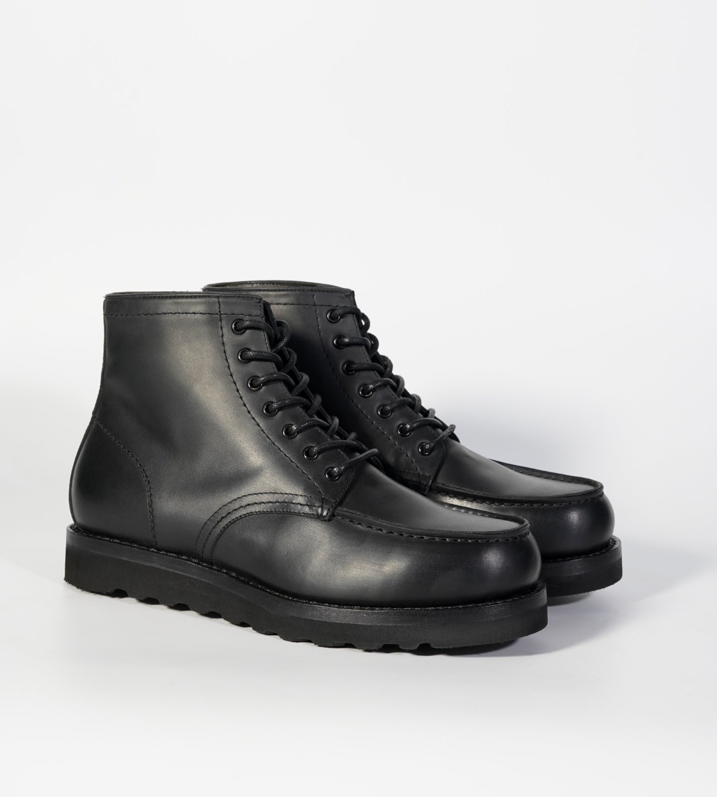 Goodyear Welted Black Oiled Leather Moctoe Boot