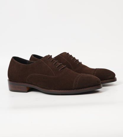 Goodyear Welted Brown Suede Captoe Brogue Oxford