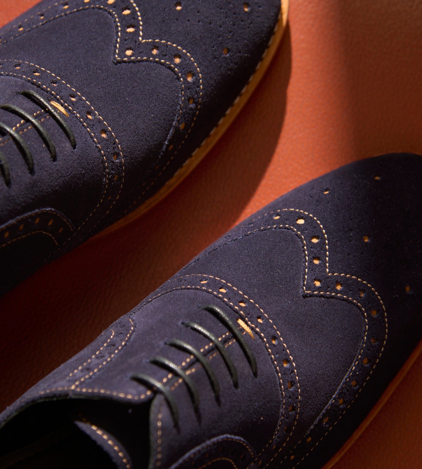 Goodyear Welted Navy Suede Wingtip Dress Oxfords