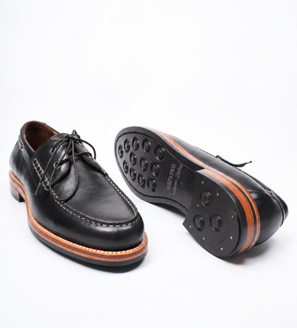 Handwelted  Black Full Grain Boat Shoes