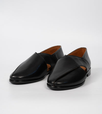 Blake Stitched Black Full Grain Leather Peshawari Shoes